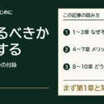 この記事の読み方。1〜3章でなぜ不動産がおすすめなのか、4〜7章でメリットとリスク、8〜10章でどう進めるかを書き、まず第1章と第9章を読む。